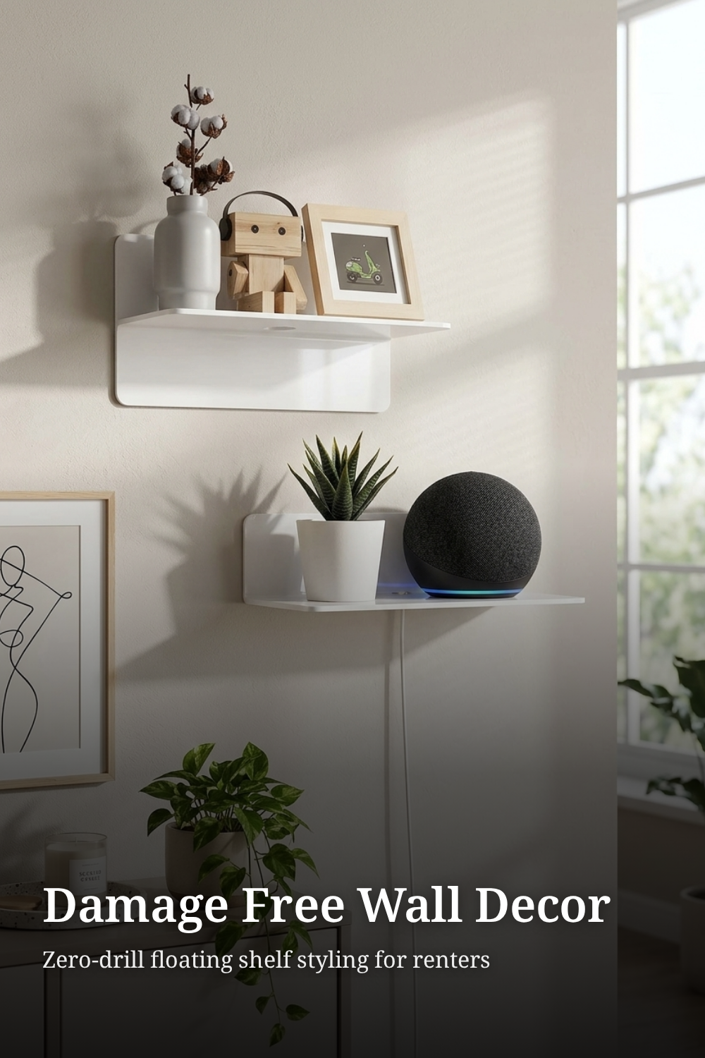 White Floating Wall Shelf Set of 2