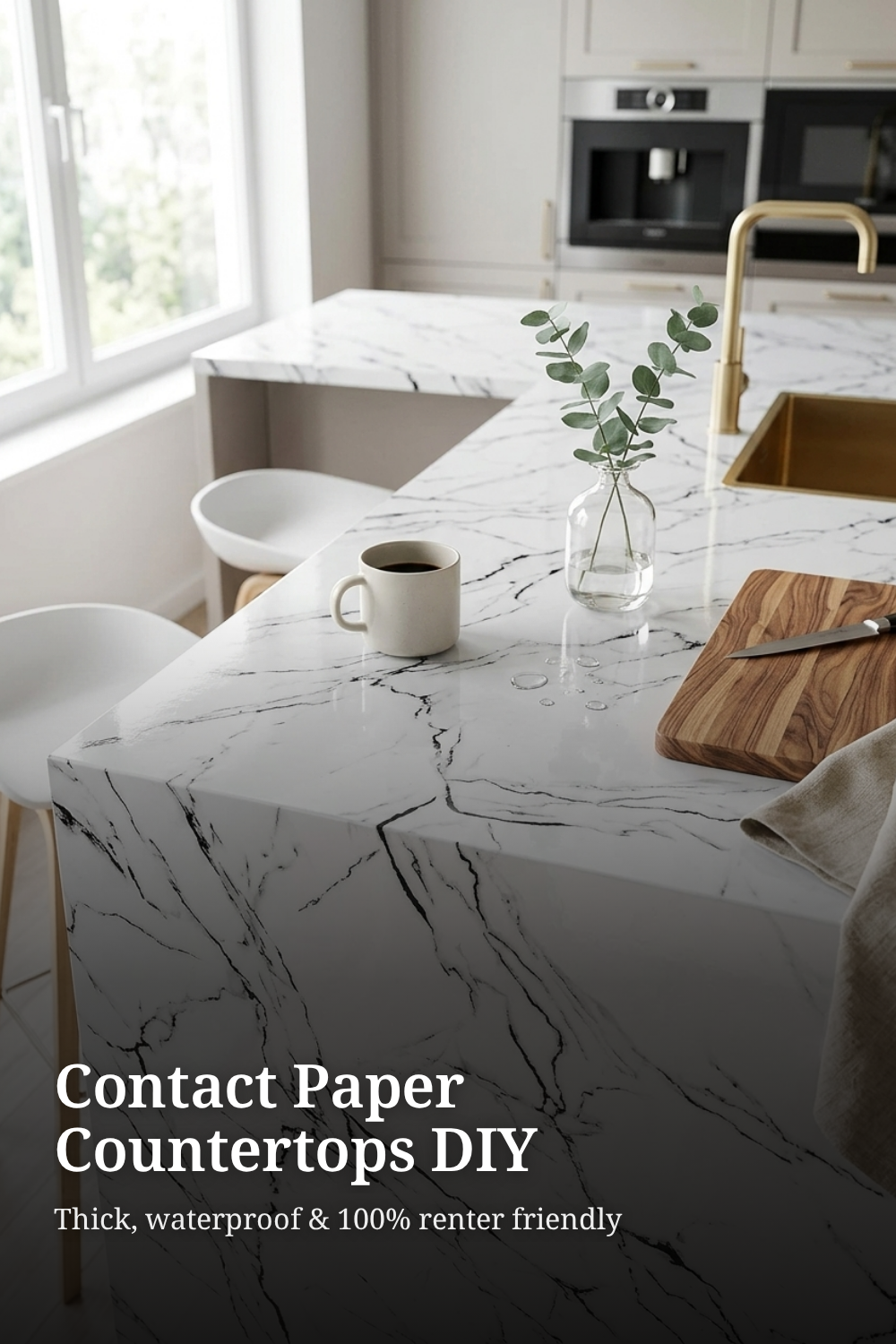 Black White Marble Paper Thick Glossy Countertop Contact Paper