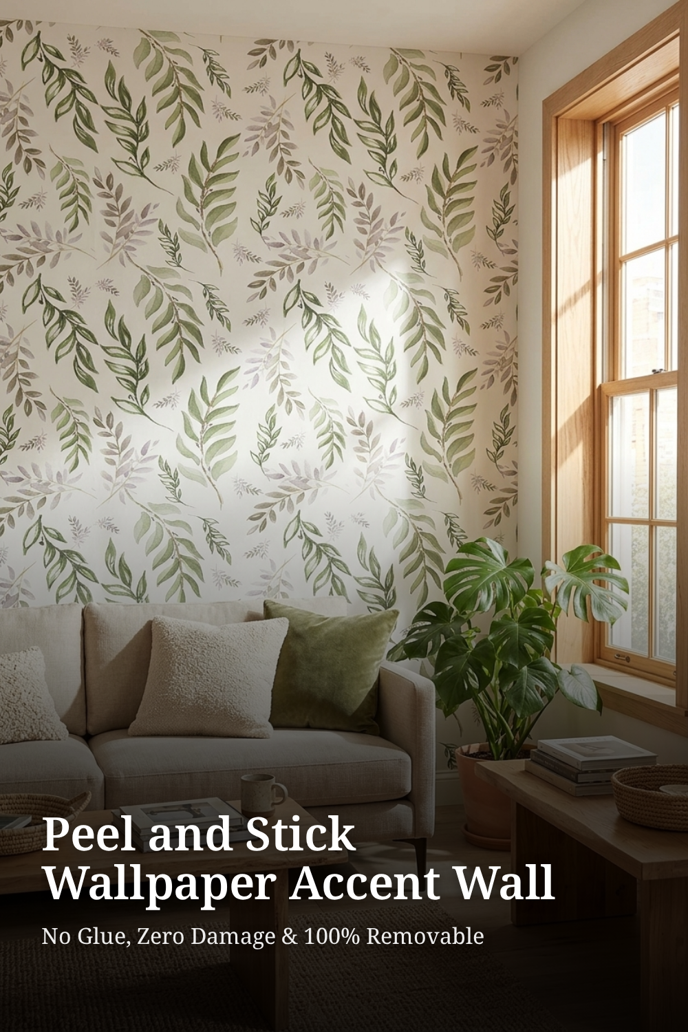 Green Leaf Wallpaper Peel and Stick