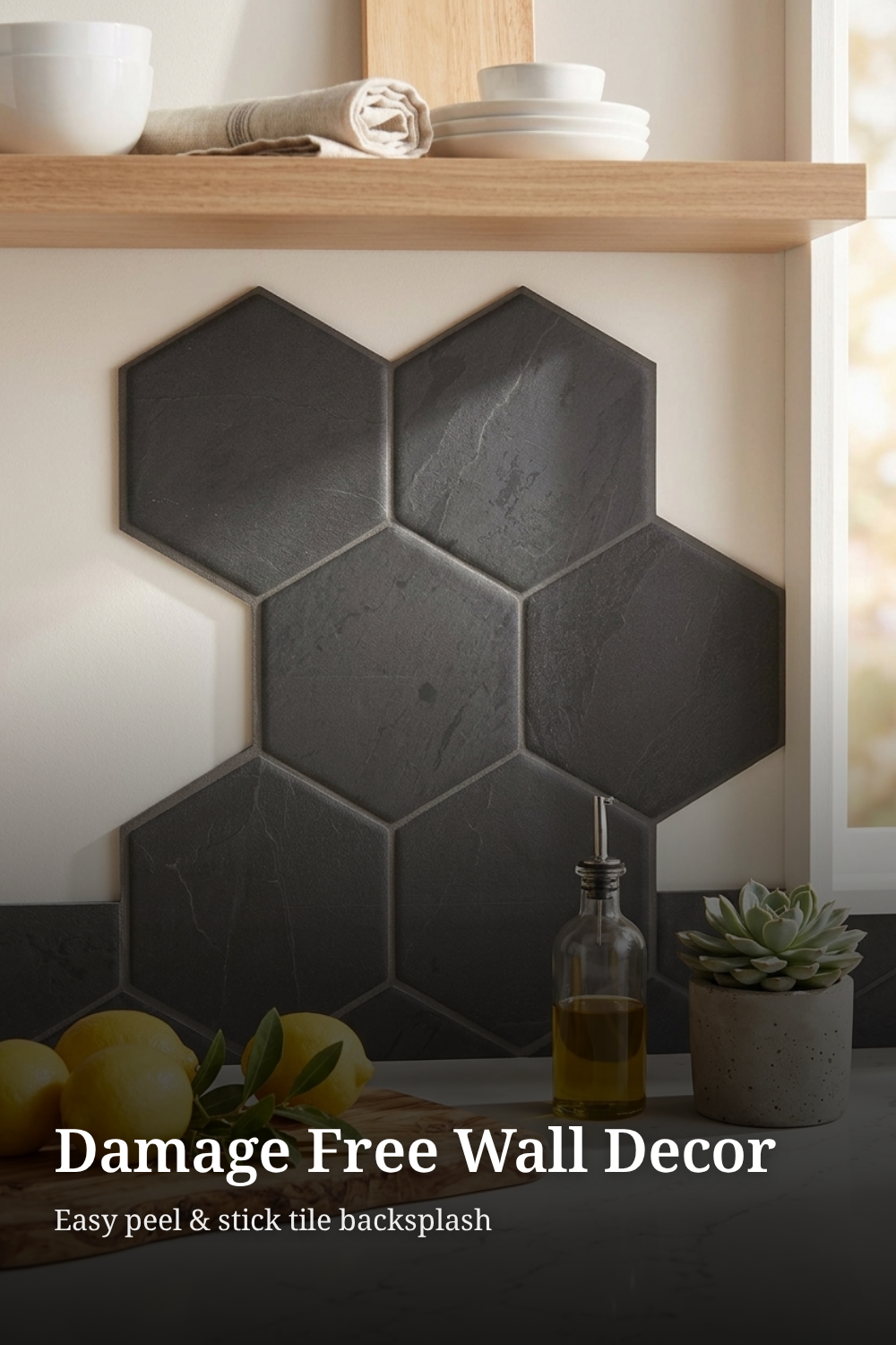 Hexagon Charcoal Gray Smart Tiles