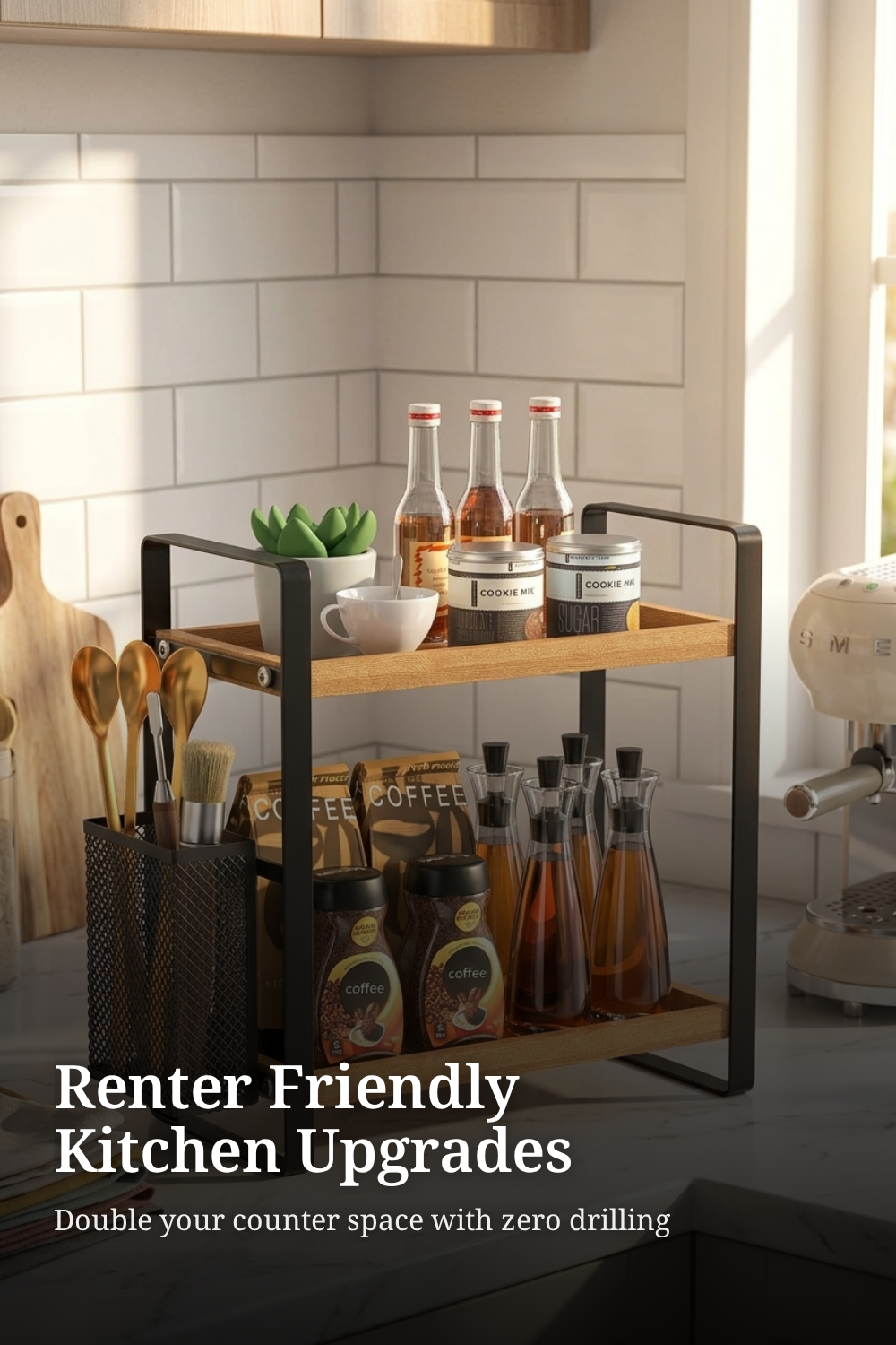 Wood Coffee Bar Accessories and Coffee Mug Cup Holder