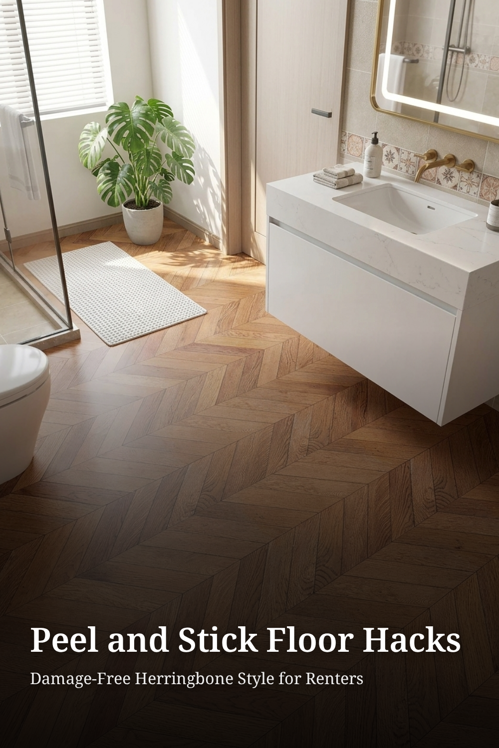 Herringbone Peel and Stick Vinyl Floor Tiles