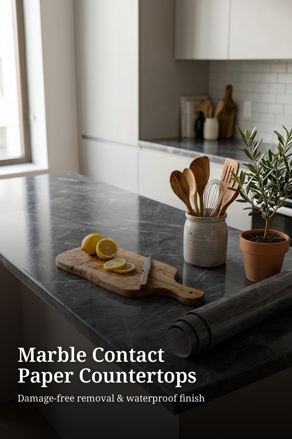Gray Marble Wallpaper Peel Stick Countertops for Kitchen
